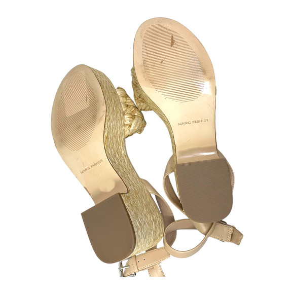 NEW Marc Fisher Steel Sz 10 Natural Raffia Platform Chunky Sandals Beachy NWOB - Picture 9 of 10